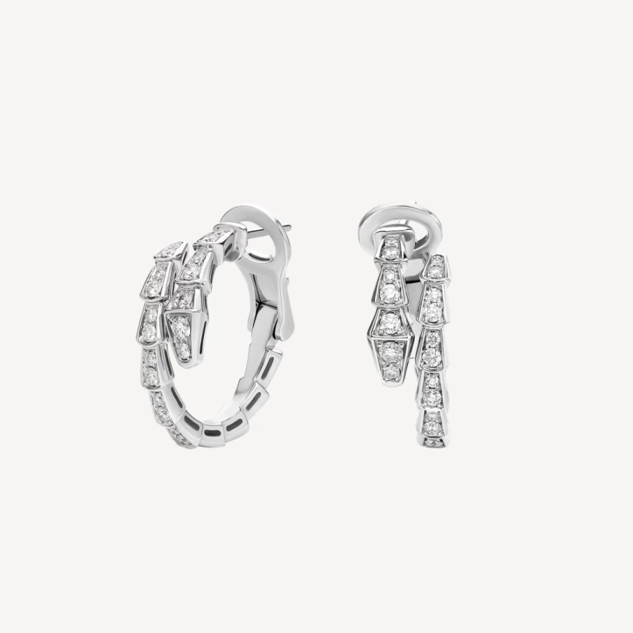BVLGARI Serpenti Viper White Gold Earrings | Luxury Snake Design Jewelry