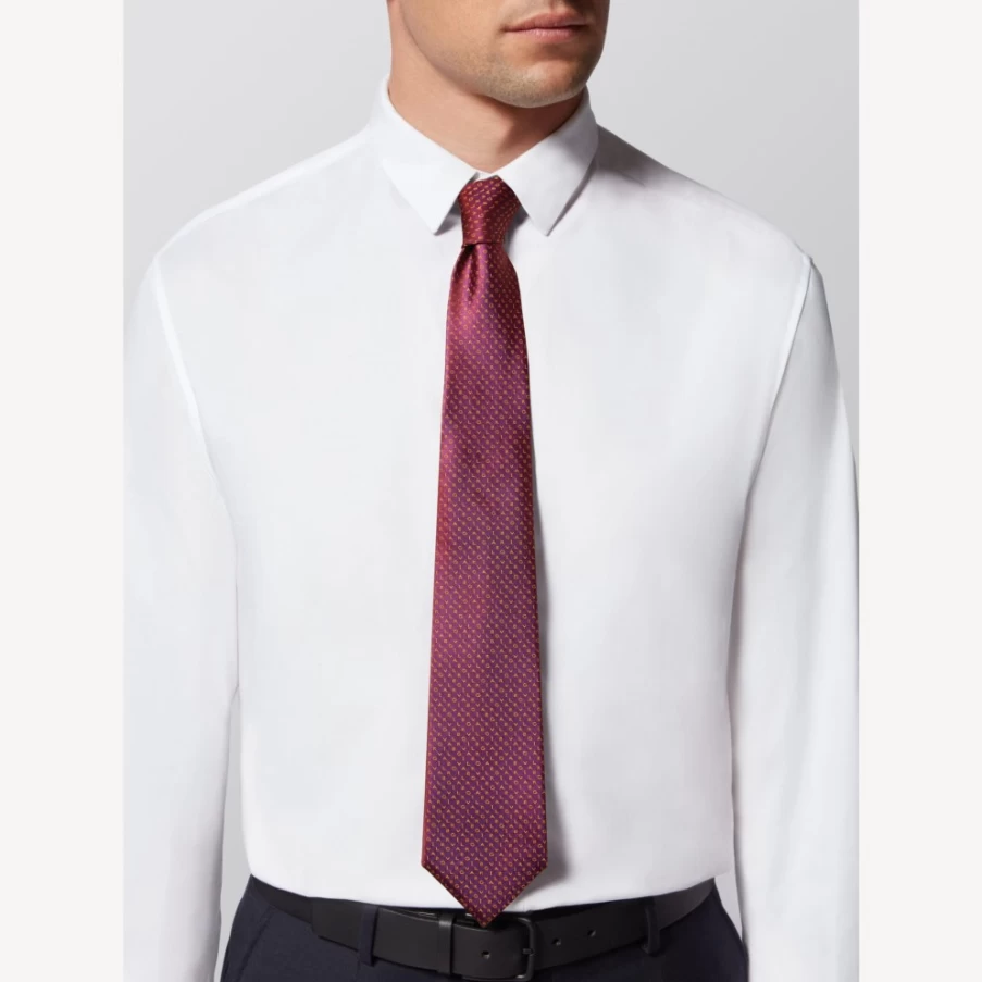 BVLGARI Men's Bordeaux Logomania Silk Tie – Luxury Designer Necktie