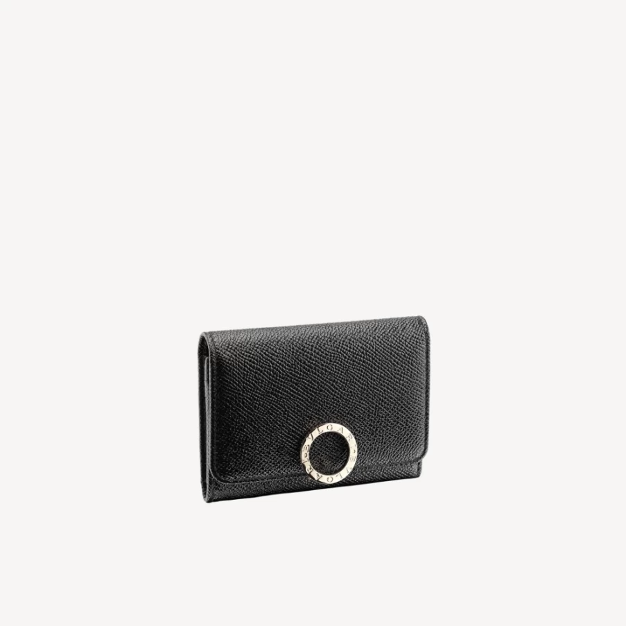 BVLGARI Bvlgari Black Leather Business Card Holder for Women