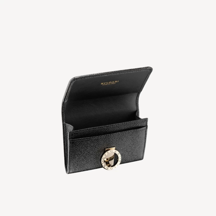 BVLGARI Bvlgari Black Leather Business Card Holder for Women