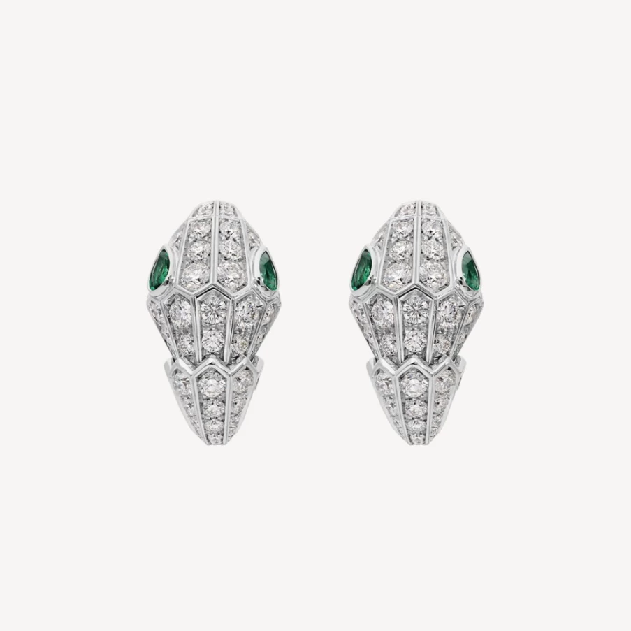 BVLGARI Serpenti Green Earrings | Luxury Snake Design Jewelry Collection