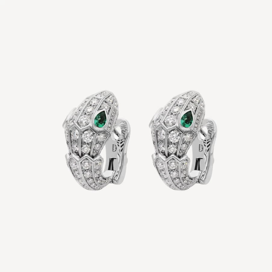 BVLGARI Serpenti Green Earrings | Luxury Snake Design Jewelry Collection
