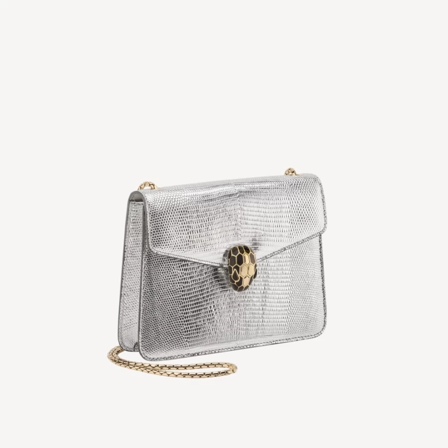 BVLGARI Serpenti Forever Crossbody Bag in Silver for Women | Luxury Designer Handbag