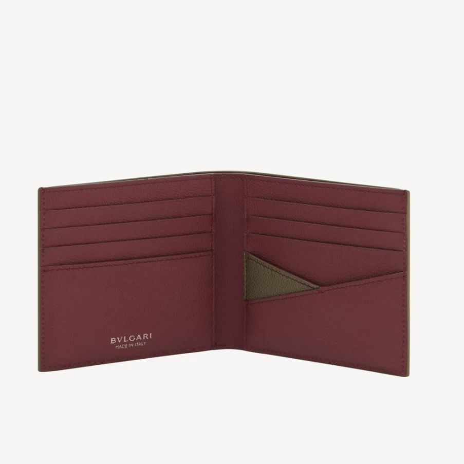 BVLGARI Man Green Bifold Leather Wallet for Men | Luxury Designer Wallet