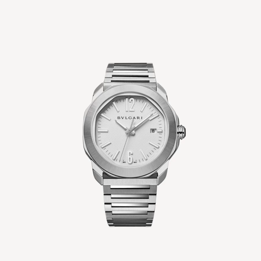 BVLGARI Octo Roma Silver White Men's Watch – Luxury Italian Timepiece