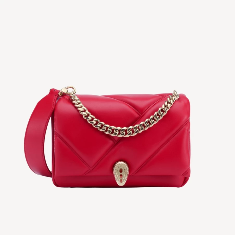 BVLGARI Serpenti Cabochon Red Crossbody Bag for Women