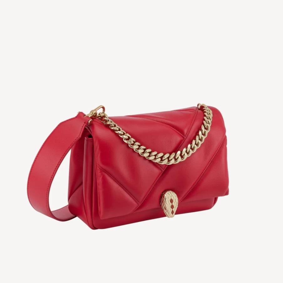 BVLGARI Serpenti Cabochon Red Crossbody Bag for Women