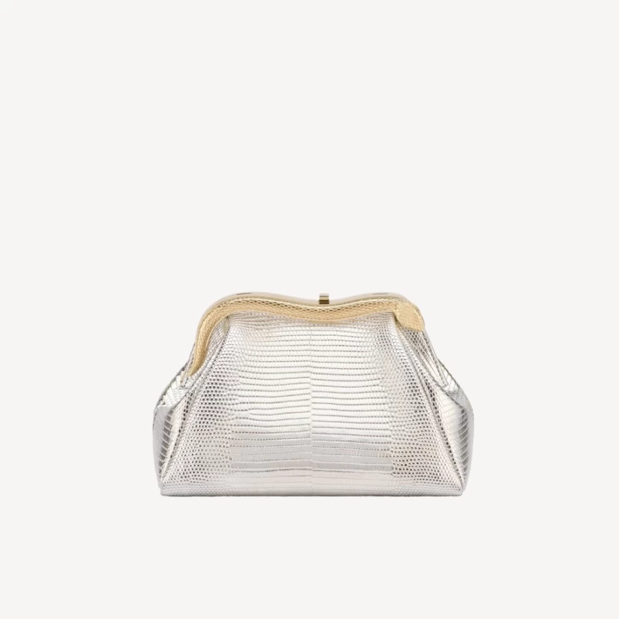 BVLGARI Women's Silver Serpentine Pouch Luxury Clutch Bag