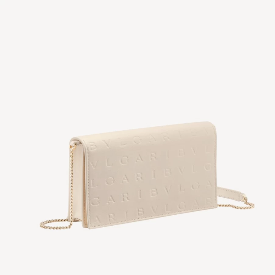 BVLGARI Women's Ivory Logo Infinitum Chain Wallet | Luxury Designer Handbag