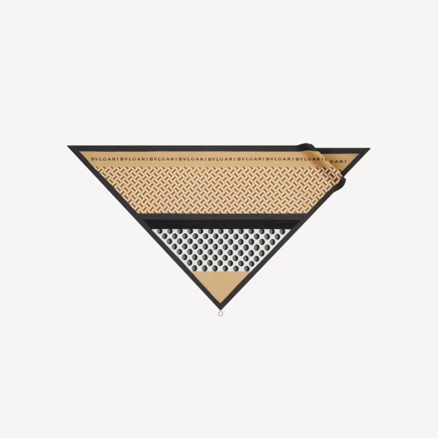 BVLGARI Men's Black Heritage Triangle Scarf - Luxury Cashmere Wrap