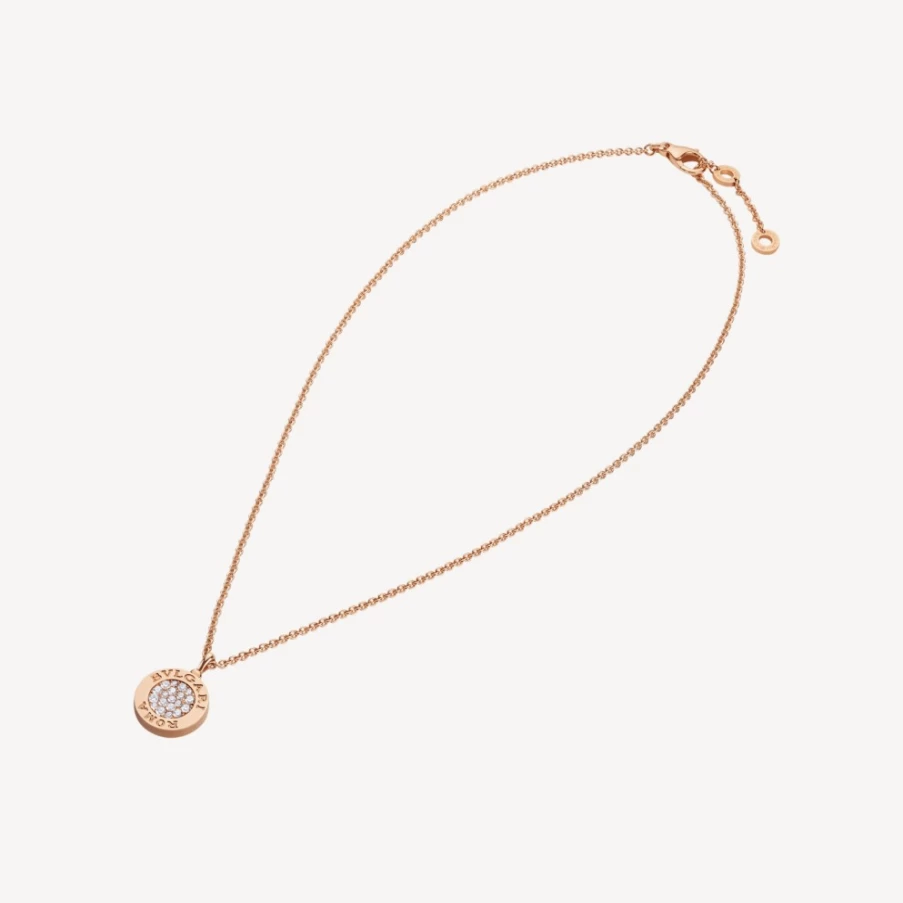 BVLGARI BVLGARI 18K Rose Gold Necklace with Diamond Pendant | Luxury Italian Jewelry