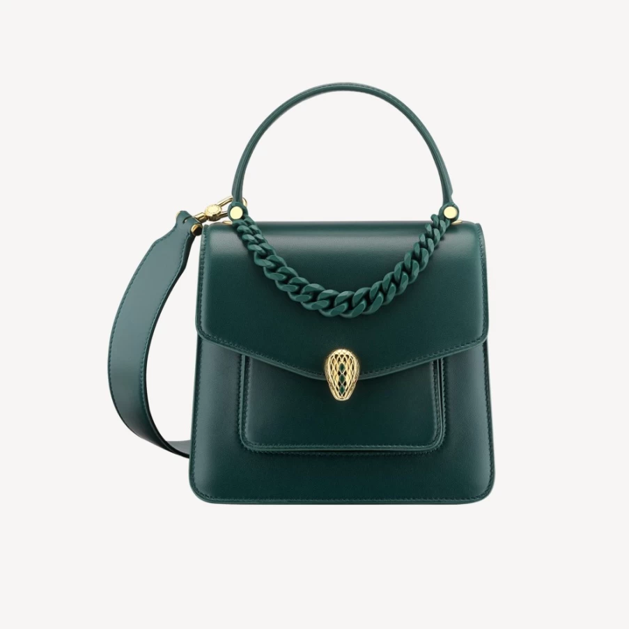 BVLGARI Serpenti Forever Green Top Handle Bag for Women