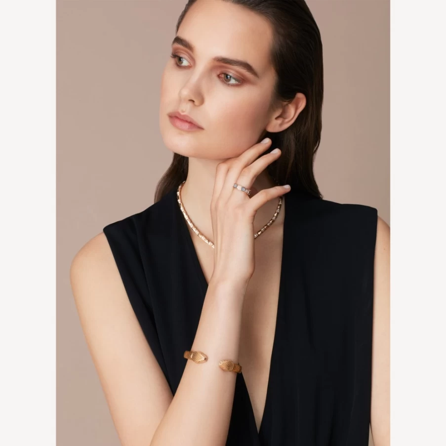 BVLGARI Serpenti Forever Light Gold Bracelet for Women | Luxury Snake Design