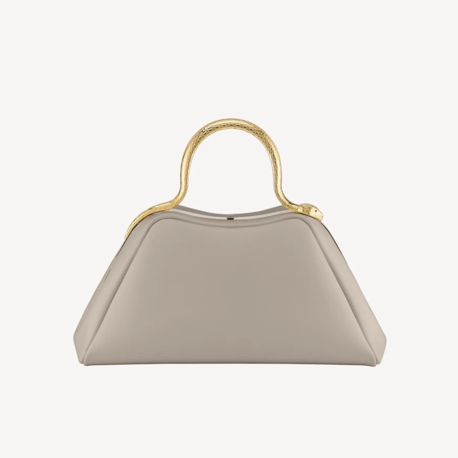 BVLGARI Serpentine Grey Top Handle Bag for Women
