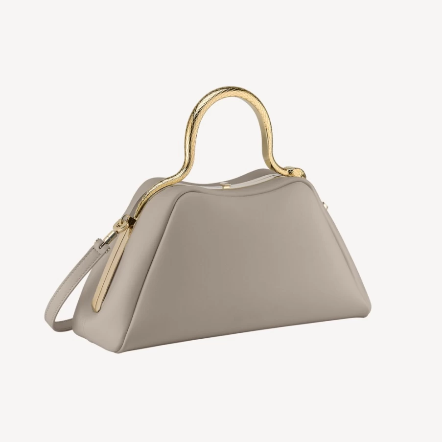 BVLGARI Serpentine Grey Top Handle Bag for Women