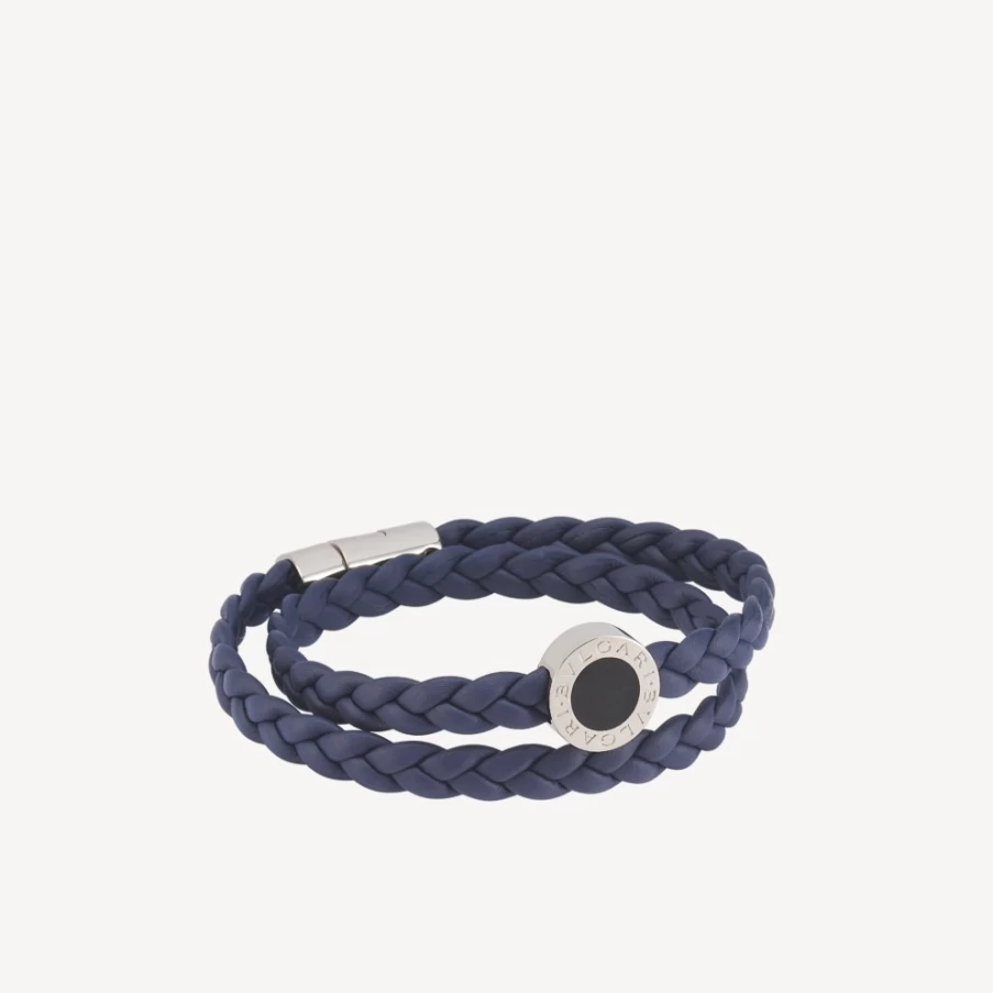 BVLGARI Bvlgari Man Blue Leather Bracelet for Men
