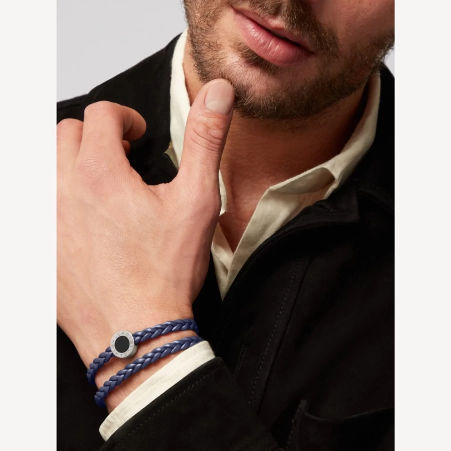 BVLGARI Bvlgari Man Blue Leather Bracelet for Men