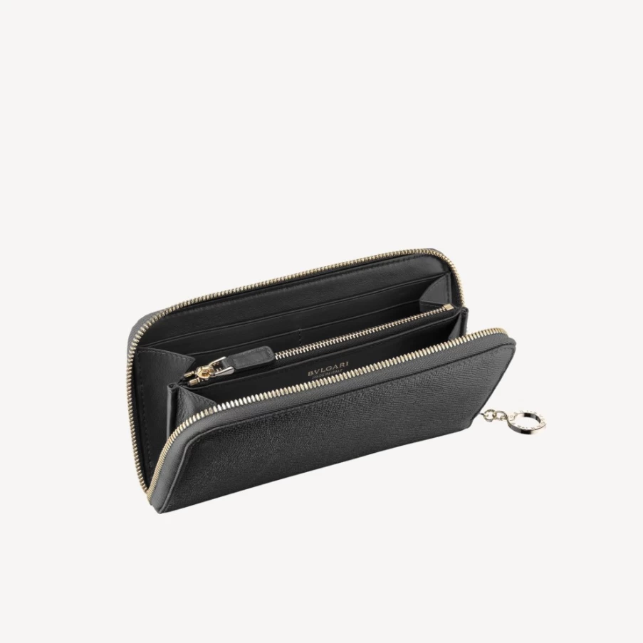 BVLGARI Bvlgari Black Zip Wallet for Women - Luxury Designer Wristlet Clutch
