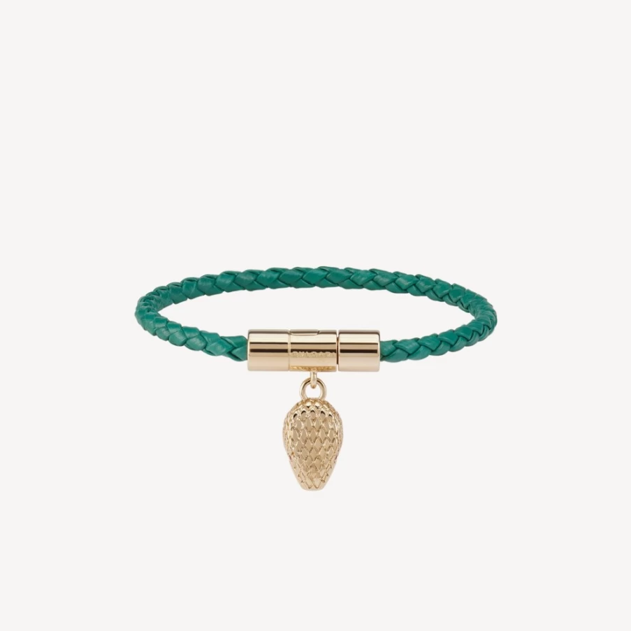 BVLGARI Serpenti Forever Green Leather Bracelet for Women