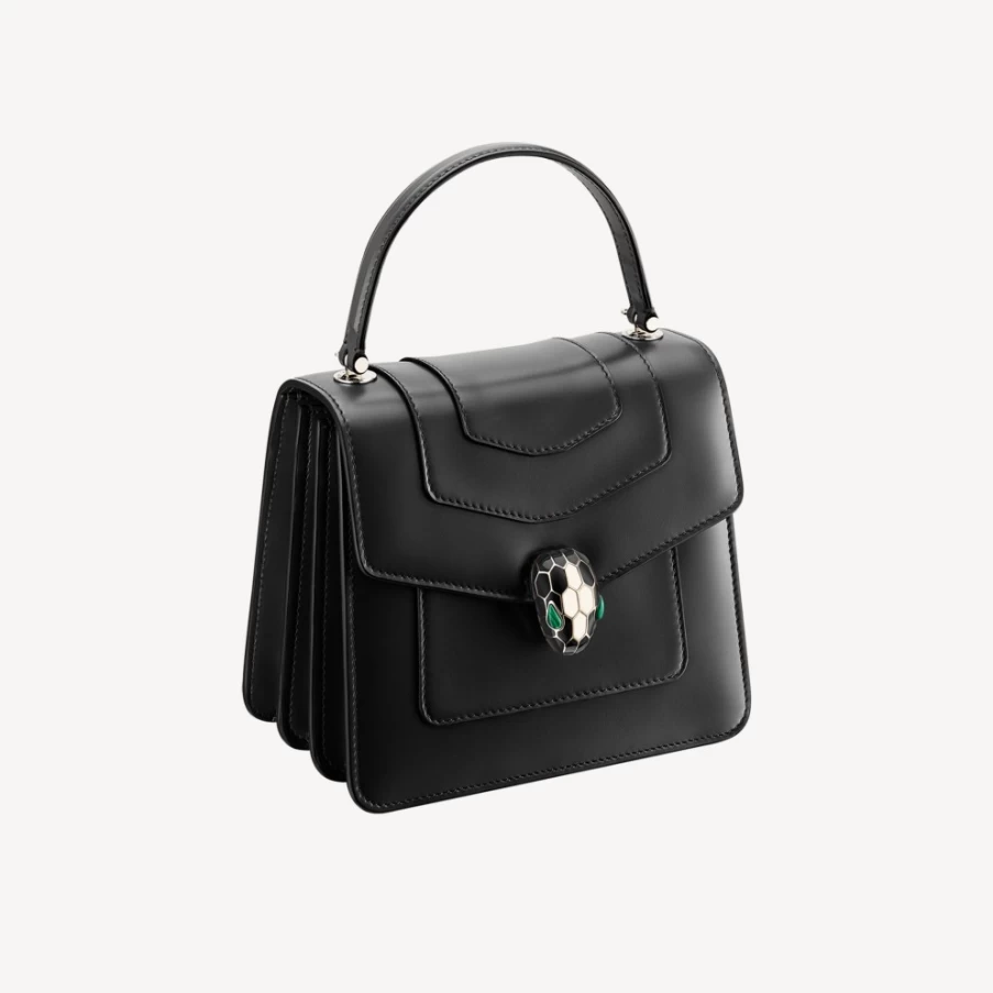 BVLGARI Serpenti Forever Black Top Handle Bag for Women
