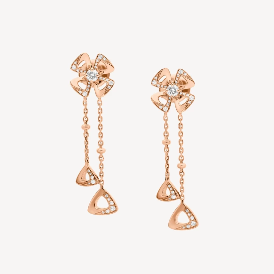 BVLGARI Fiorever Diamond Earrings in 18K Gold | Luxury Floral Jewelry Collection