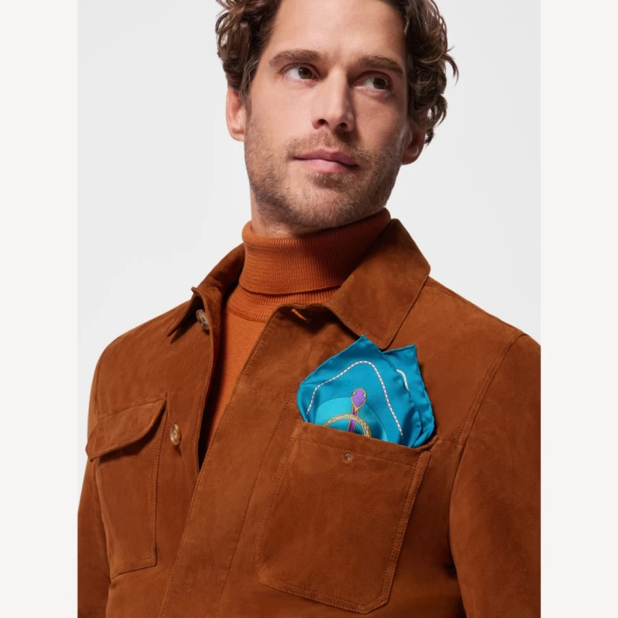 BVLGARI Serpenti 75 Light Blue Scarf for Men | Luxury Silk Accessory