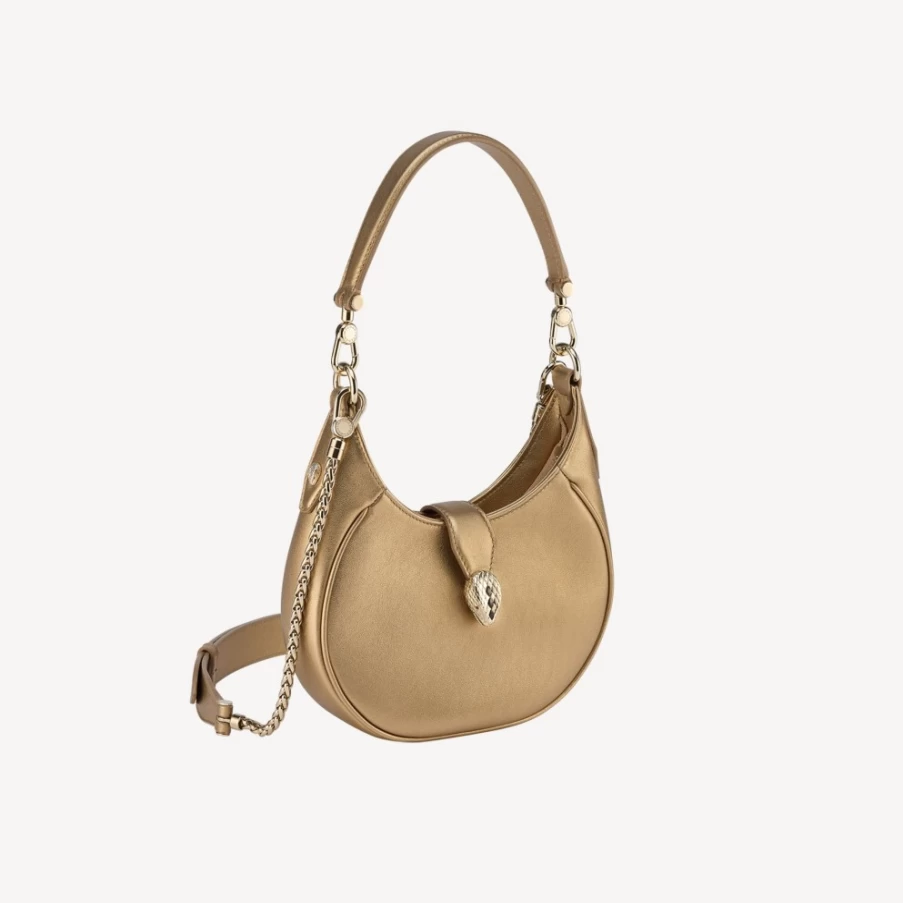 BVLGARI Serpenti Ellipse Gold Crossbody Bag for Women