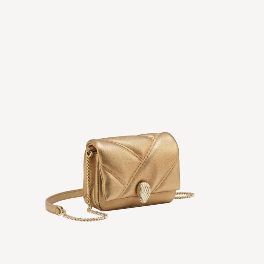 BVLGARI Serpenti Cabochon Micro Bag in Gold for Women | Luxury Designer Handbag