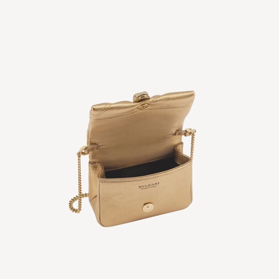 BVLGARI Serpenti Cabochon Micro Bag in Gold for Women | Luxury Designer Handbag