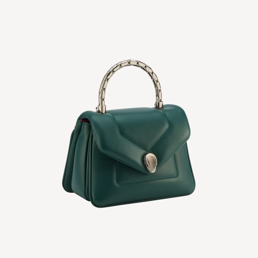 BVLGARI Serpenti Reverse Green Top Handle Bag for Women