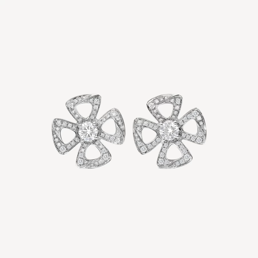 BVLGARI Fiorever Diamond Earrings in 18K Gold | Luxury Floral Jewelry Collection