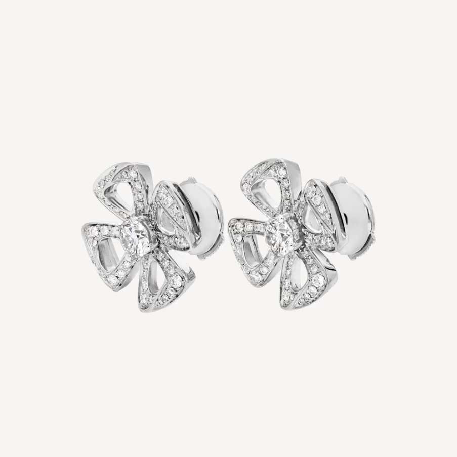BVLGARI Fiorever Diamond Earrings in 18K Gold | Luxury Floral Jewelry Collection
