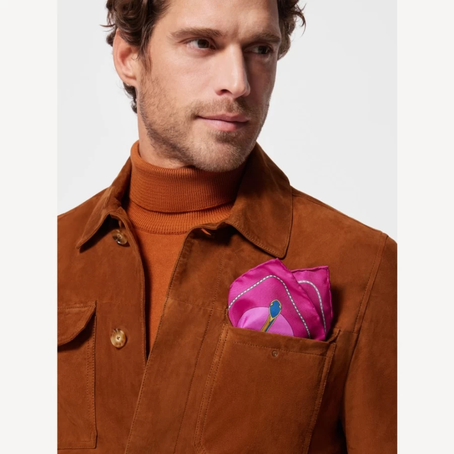 BVLGARI Serpenti 75 Pink Scarf for Men - Luxury Silk Accessory