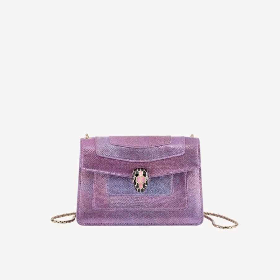 BVLGARI Serpenti Forever Mini Crossbody Bag for Women in Purple | Luxury Leather Purse