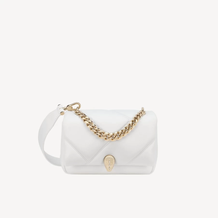 BVLGARI Serpenti White Cabochon Maxi Chain Crossbody Mini Bag for Women