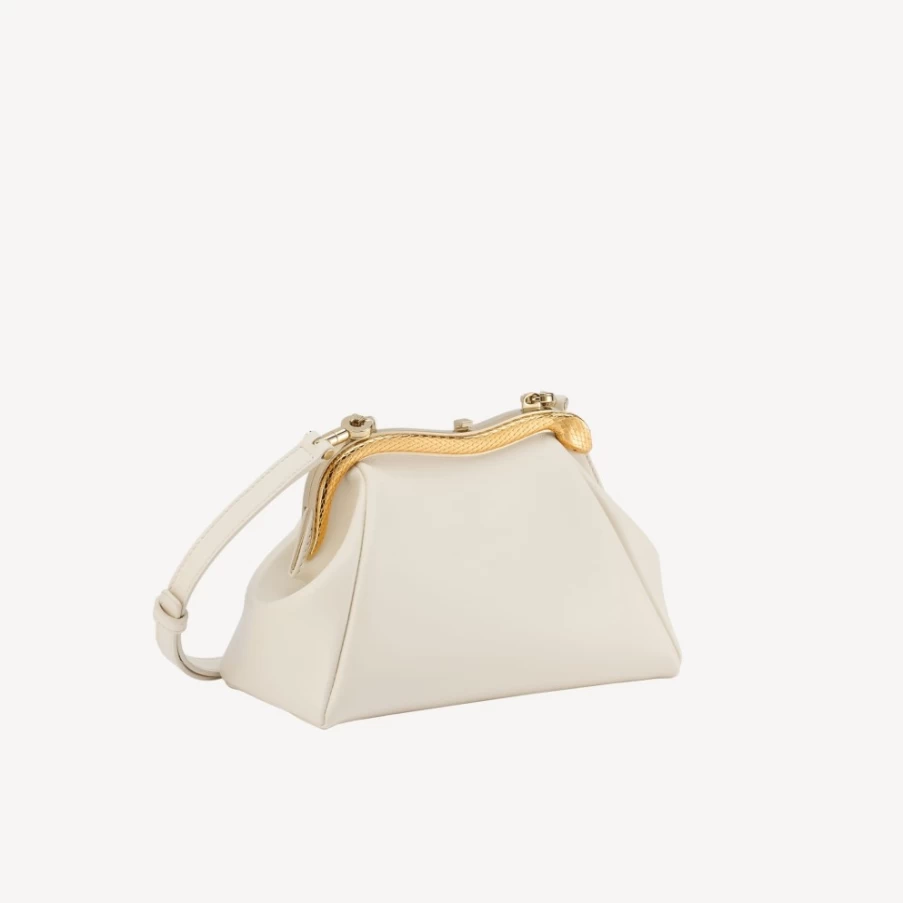 BVLGARI Ivory Serpentine Pouch for Women | Luxury Leather Clutch