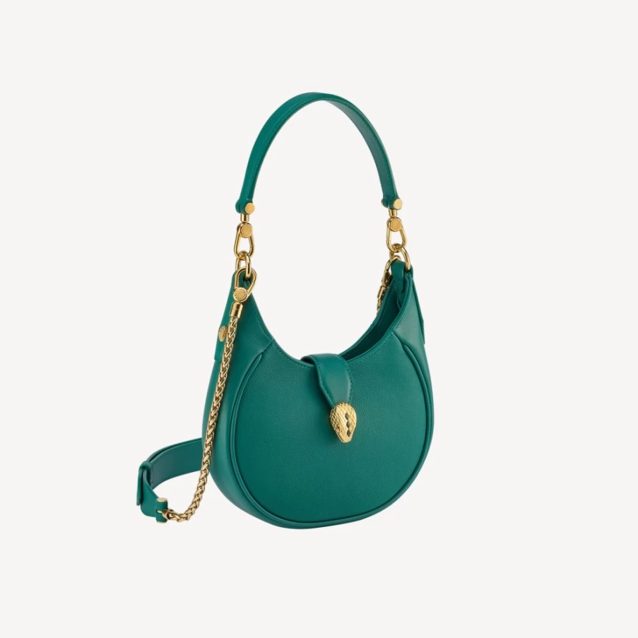 BVLGARI Serpenti Ellipse Green Crossbody Bag for Women