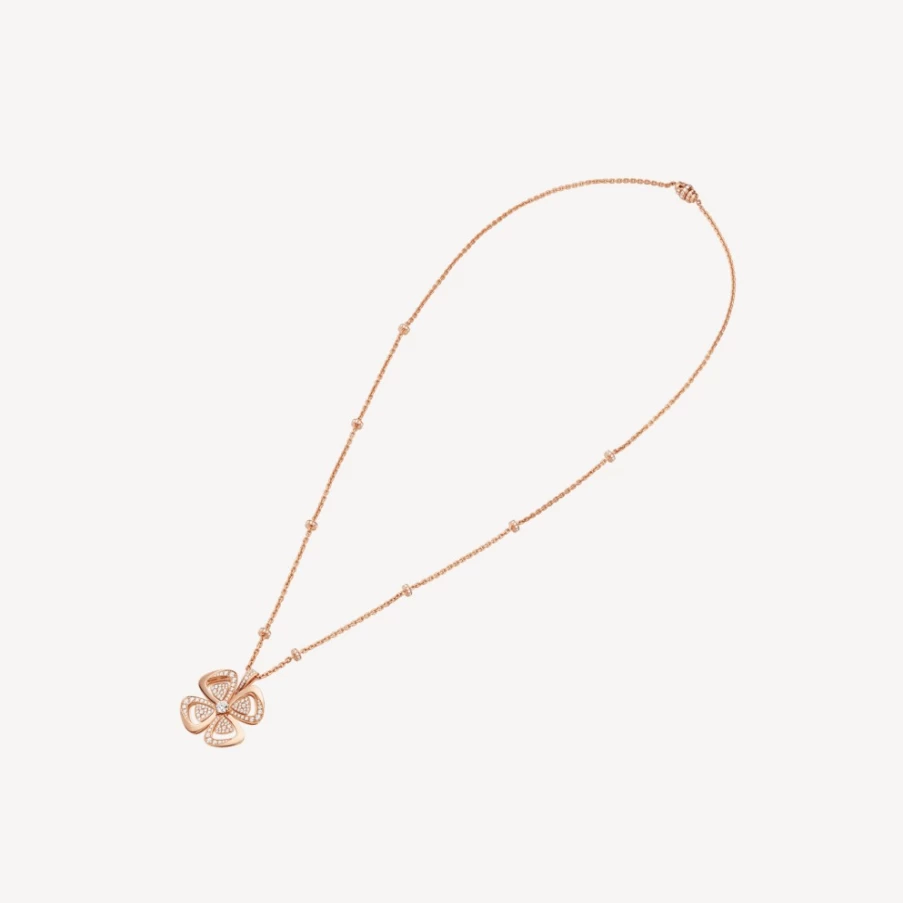 BVLGARI Fiorever Necklace - Timeless Floral Diamond Pendant for Women