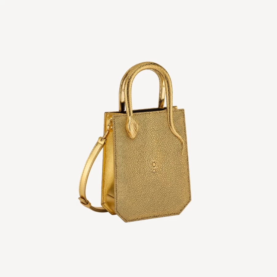 BVLGARI Serpentine Mini Tote Bag for Women in Luxurious Gold