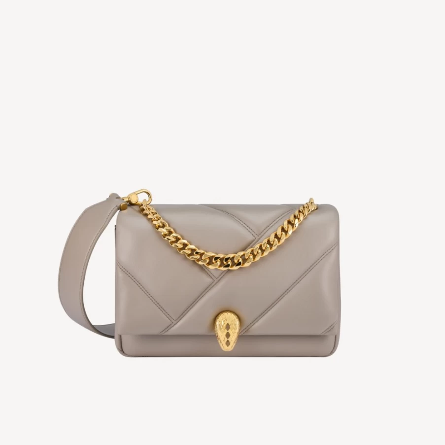 BVLGARI Serpenti Cabochon Grey Crossbody Bag for Women