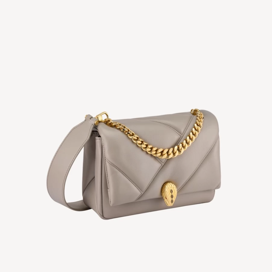 BVLGARI Serpenti Cabochon Grey Crossbody Bag for Women