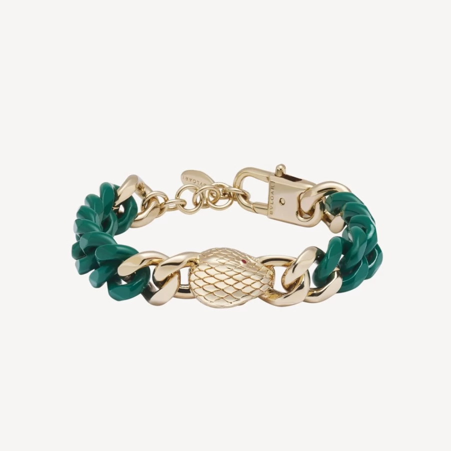 BVLGARI Serpenti Forever Maxi Chain Bracelet in Green for Men