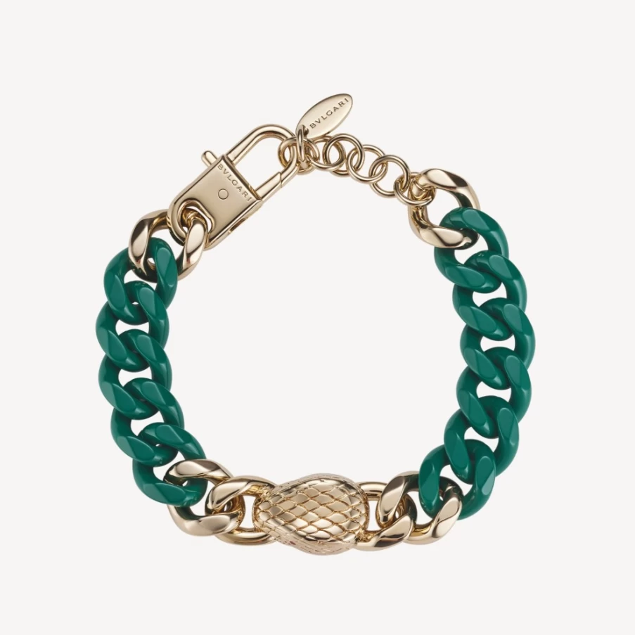 BVLGARI Serpenti Forever Maxi Chain Bracelet in Green for Men