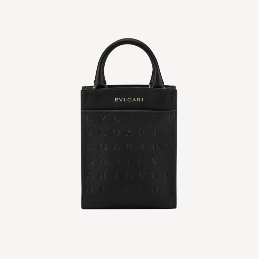 BVLGARI Black Logo Infinitum Mini Tote Bag for Women