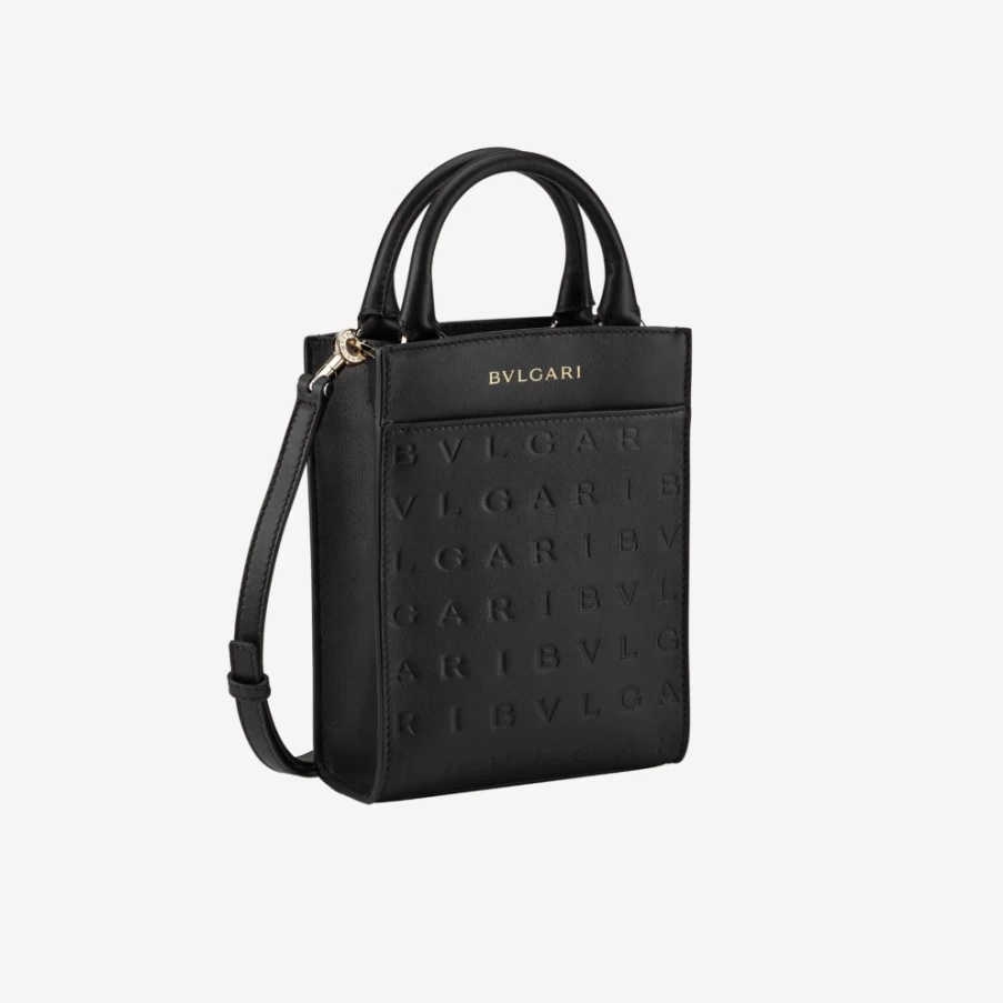 BVLGARI Black Logo Infinitum Mini Tote Bag for Women