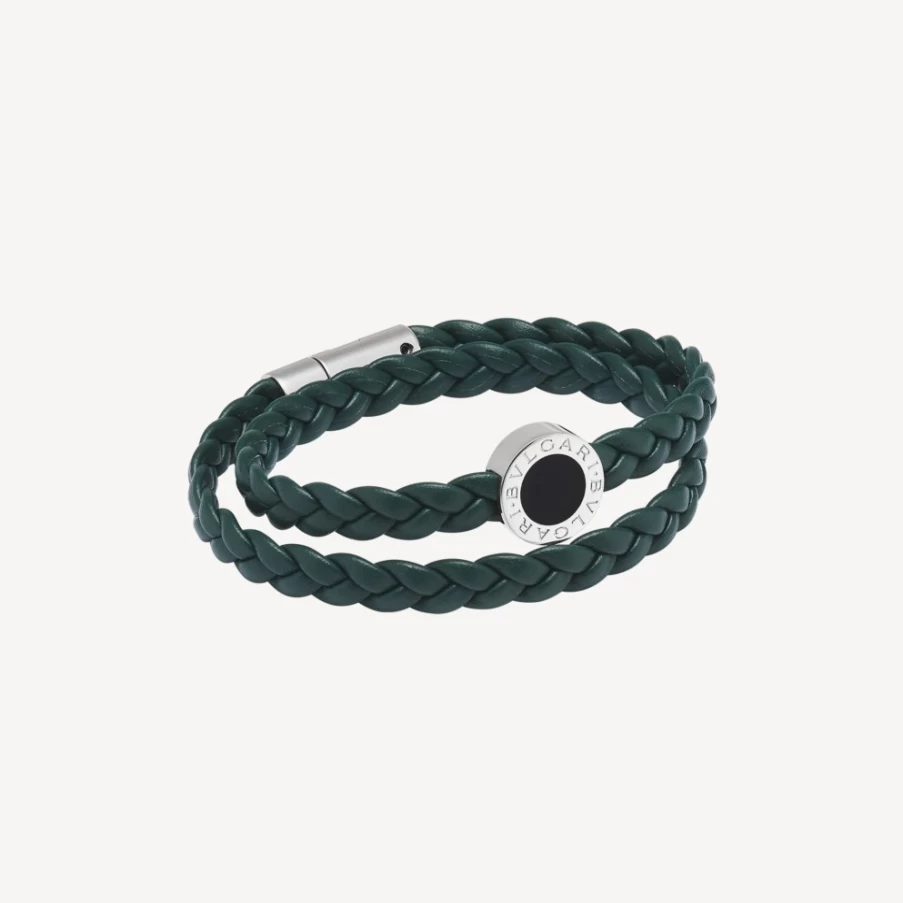 BVLGARI Bvlgari Man Green Leather Bracelet for Men