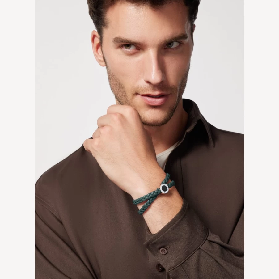 BVLGARI Bvlgari Man Green Leather Bracelet for Men