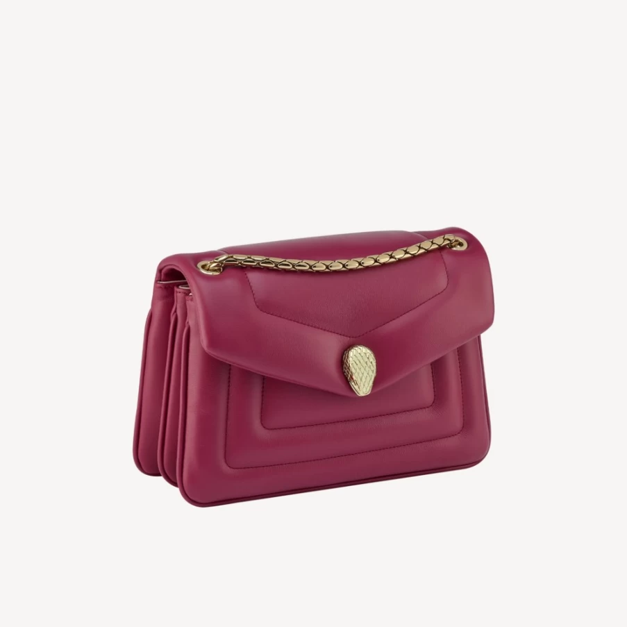 BVLGARI Serpenti Reverse Red Shoulder Bag for Women | Luxury Designer Handbag