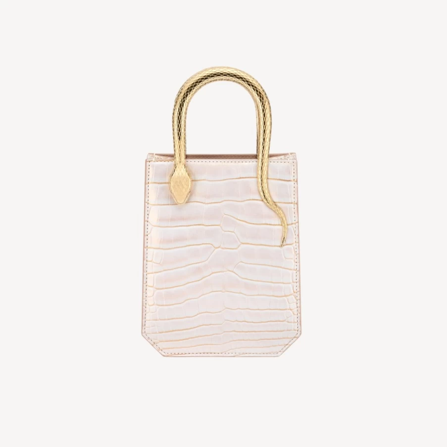 BVLGARI Serpentine Mini Tote Bag for Women in White | Luxury Designer Handbag