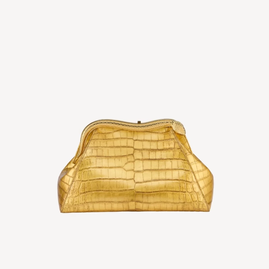 BVLGARI Women's Gold Serpentine Pouch Luxury Clutch Bag